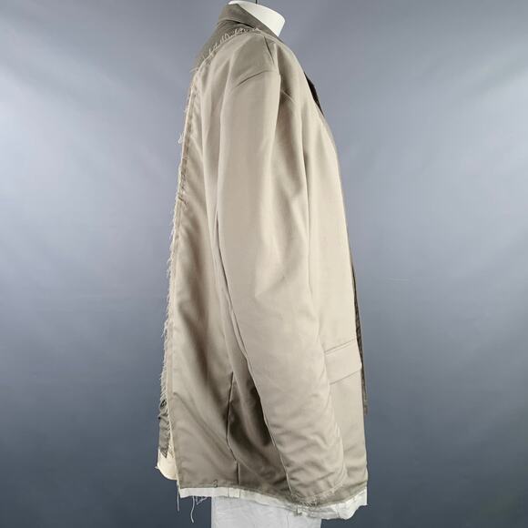 CAMIEL FORTGENS Size L Grey Taupe Color Block Cotton Raw edge Coat - Picture 2 of 7